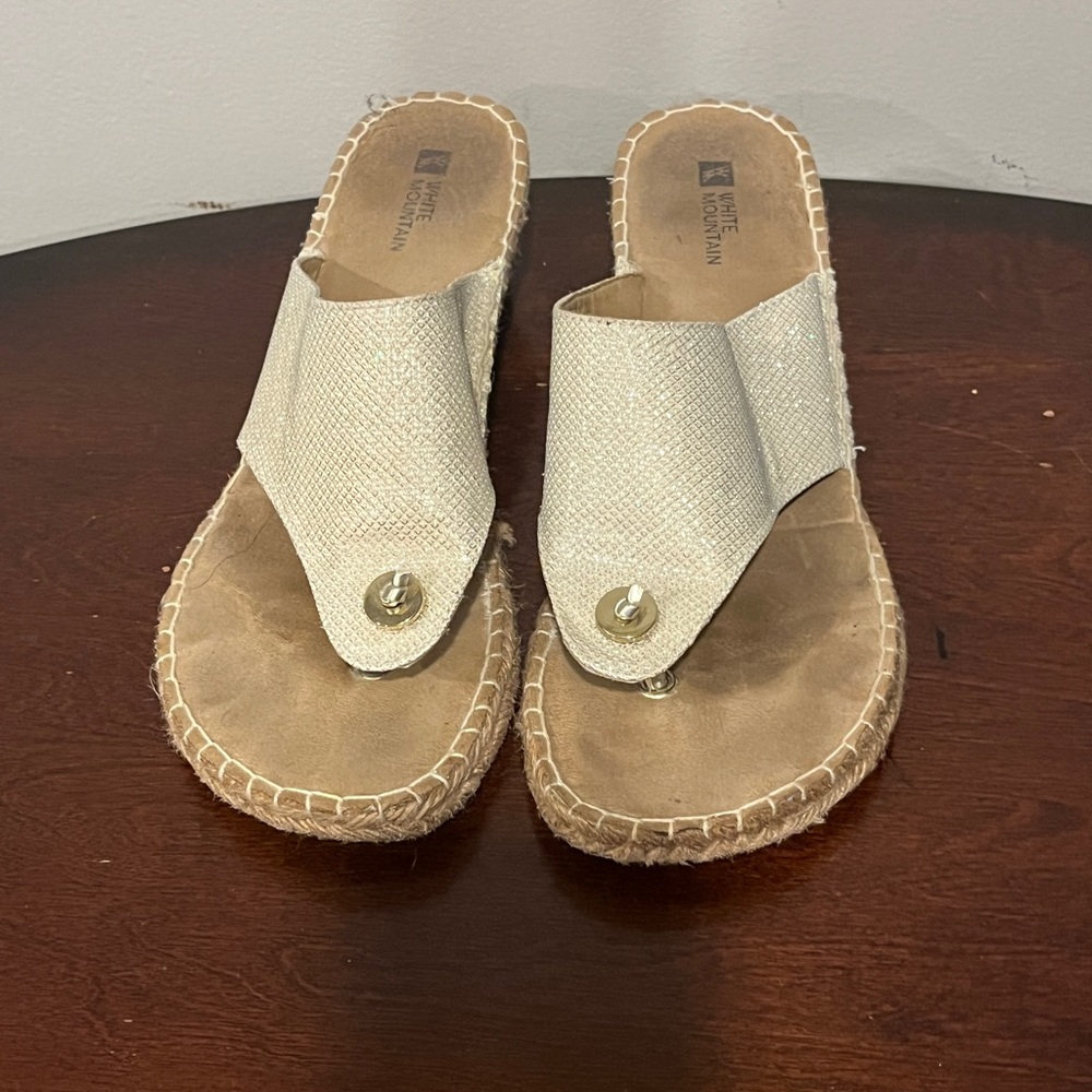 Women’s White Mountain Gold Slide Wedge Sandals